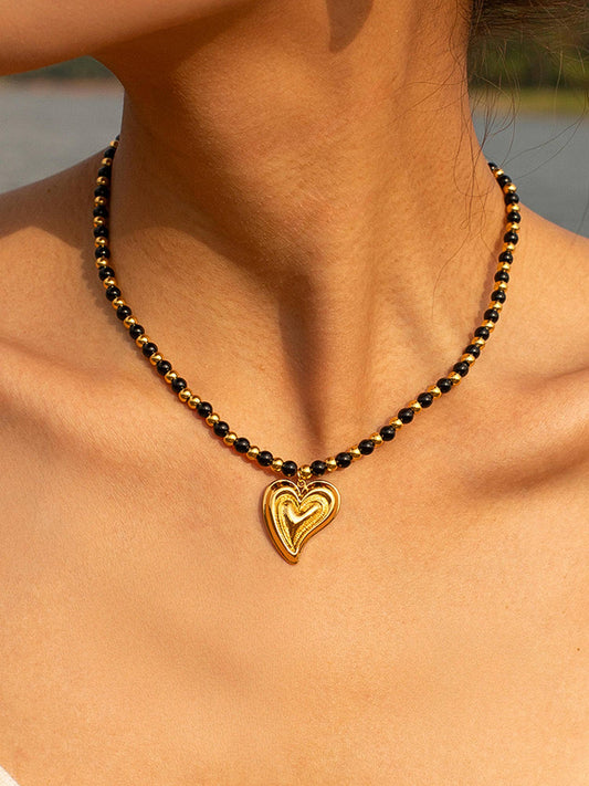 Sappho 18K Gold Heart Beaded Necklace