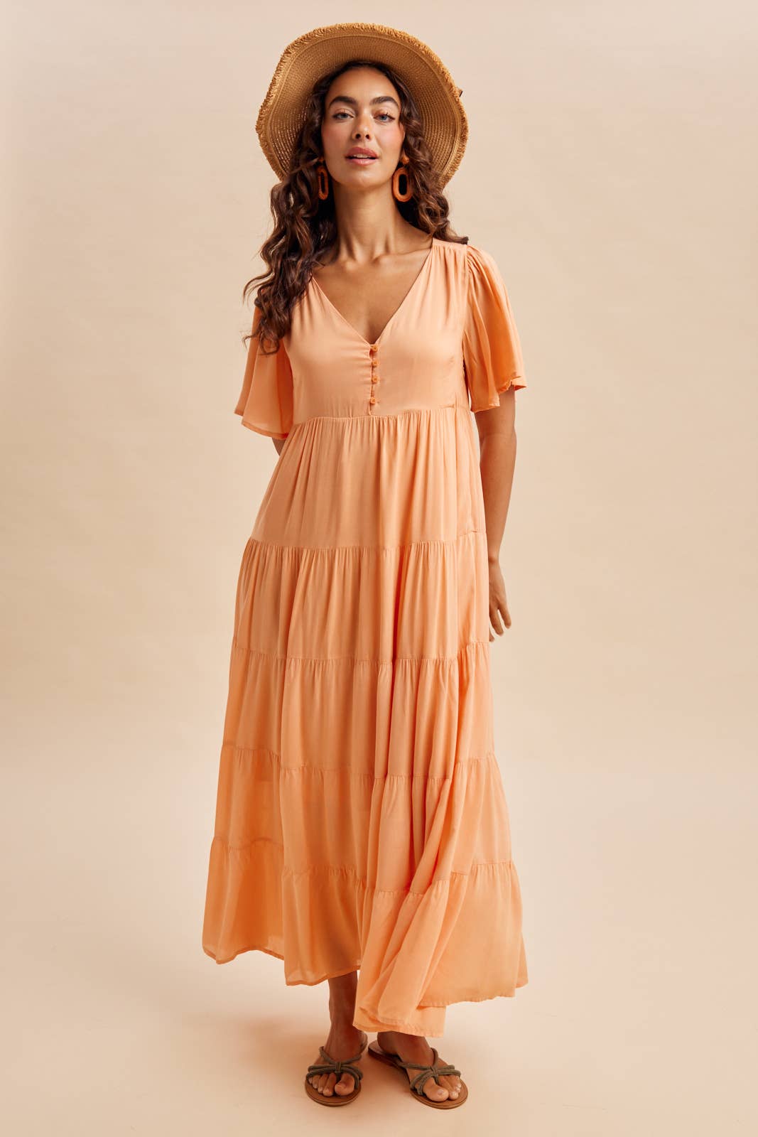 Apricot Flowy Maxi Dress