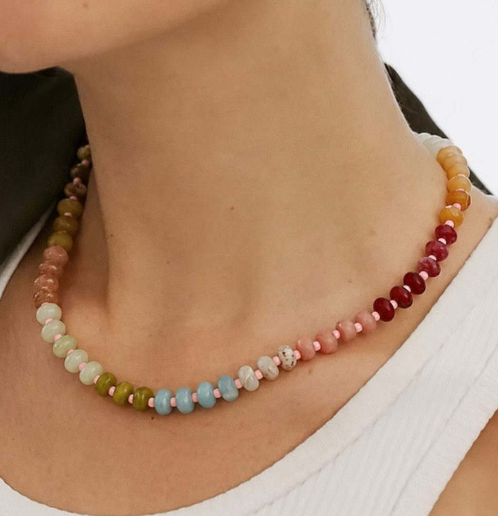 Stone Glass Bead Necklace