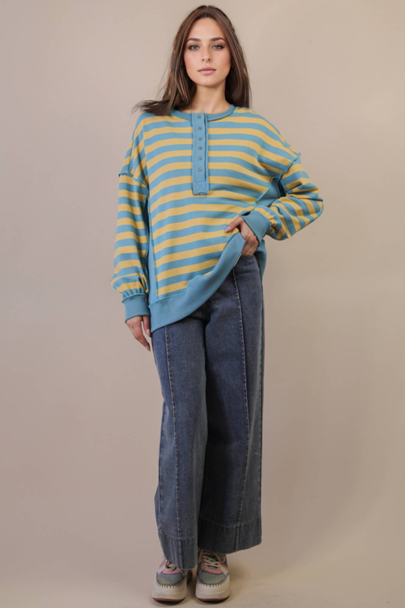 Oversized Striped Rugby Top