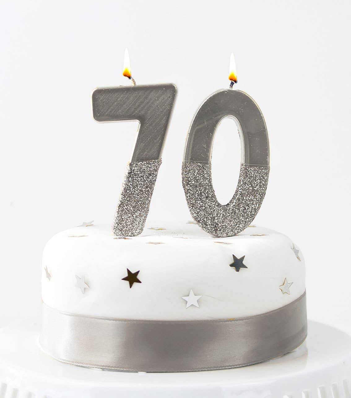 Silver Glitter Number Candle