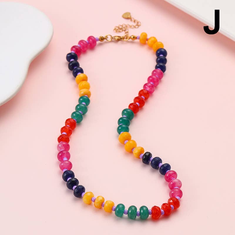Stone Glass Bead Necklace
