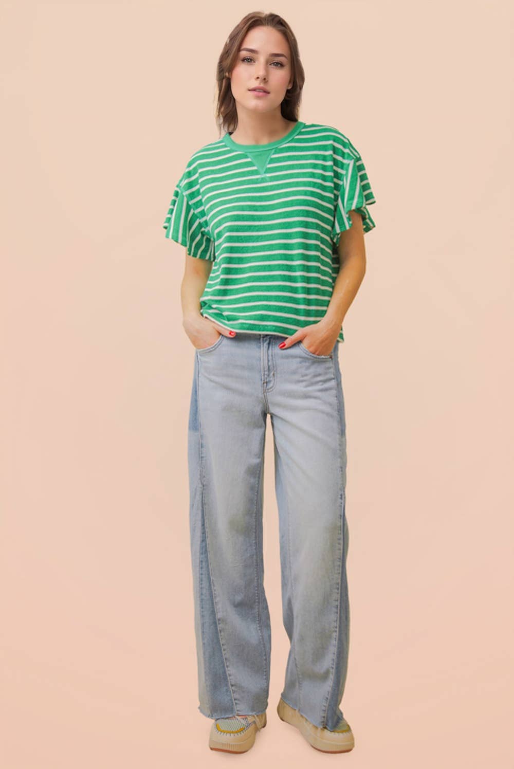 Sophia Ruffle Stripe Knit Top