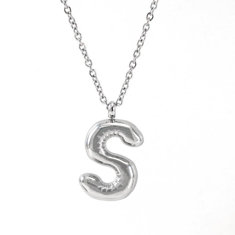 Silver Bubble Initial Necklace