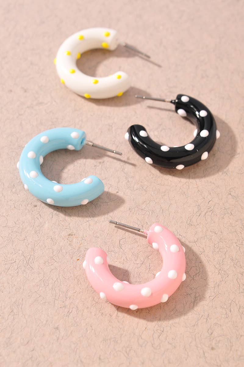 Polka Dot Resin Hoop Earrings
