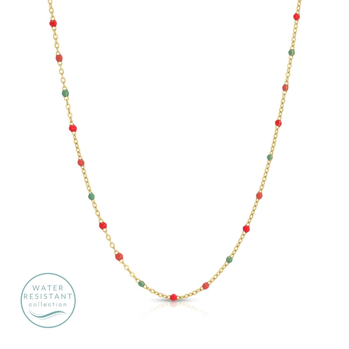 Sweetly Colored Delicate Chain Necklace, Water-Resistant