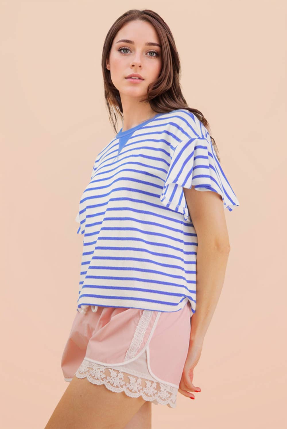 Sophia Ruffle Stripe Knit Top