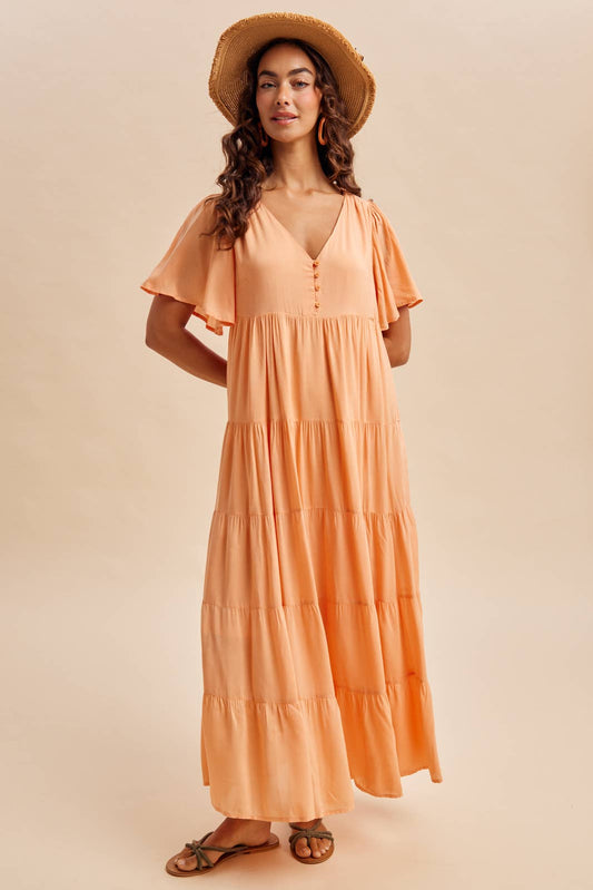 Apricot Flowy Maxi Dress