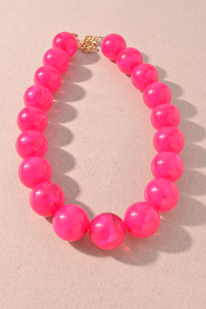 Marbled Round Beaded Statement Necklace