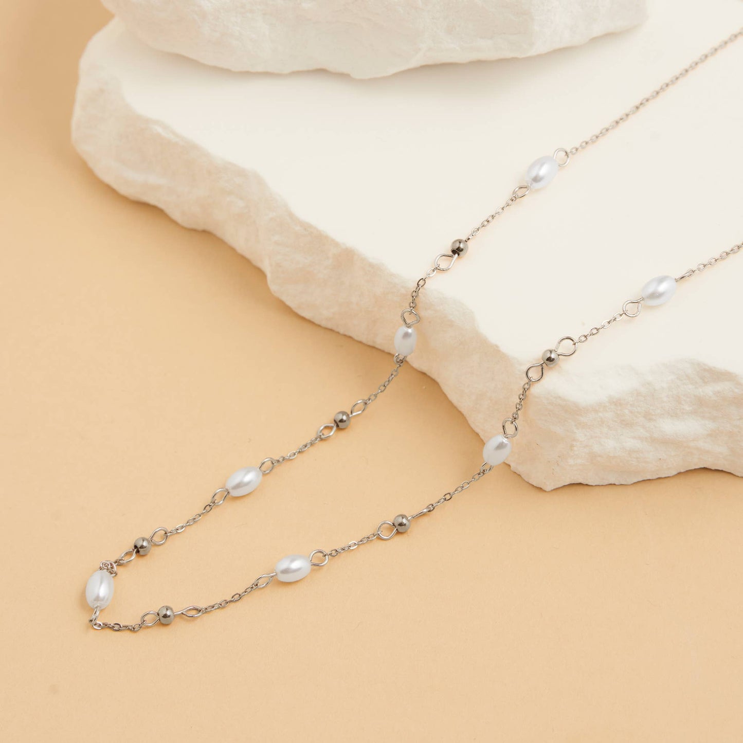 Waterproof Necklace 18" Pearl & Bead Station Narelle