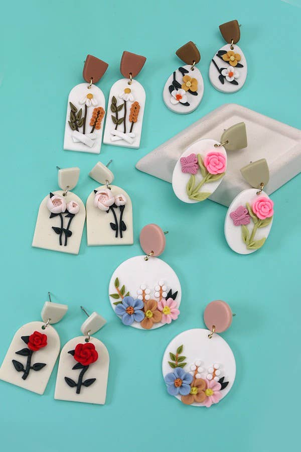 Flower Clay Earrings