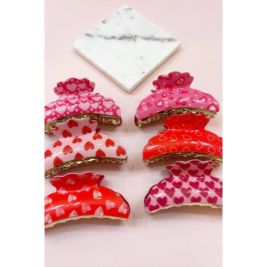 Hearts Hair Claw Clip