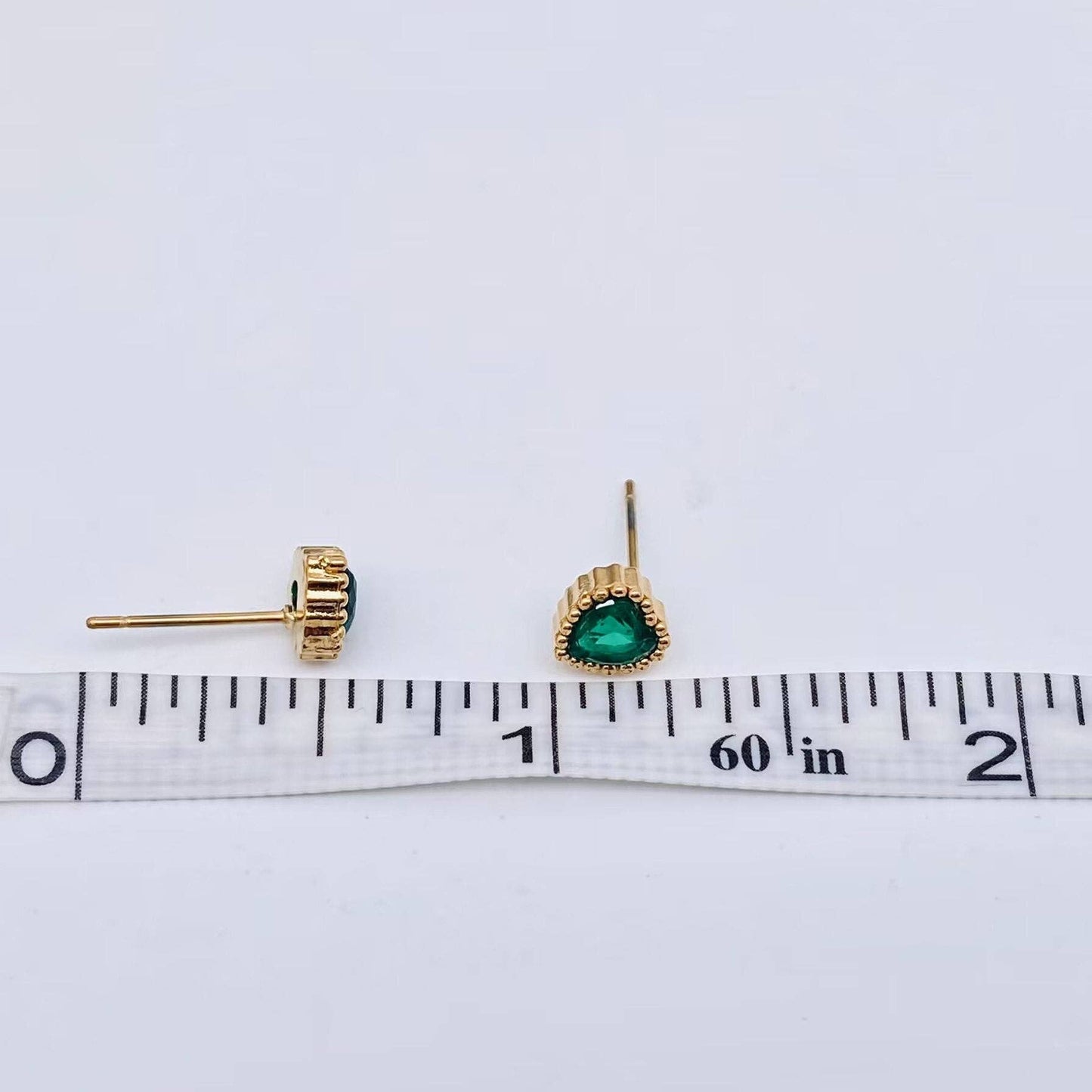 Cubic Zirconia Heart Gold Plated Ear Studs