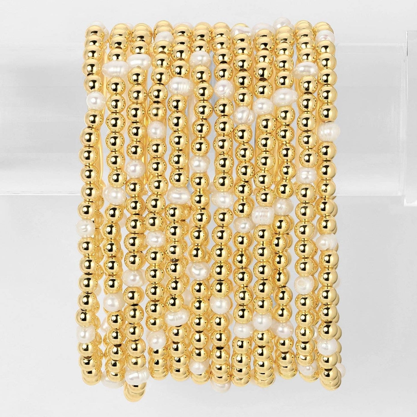 Bead & Pearl Stretch Bracelet 4mm