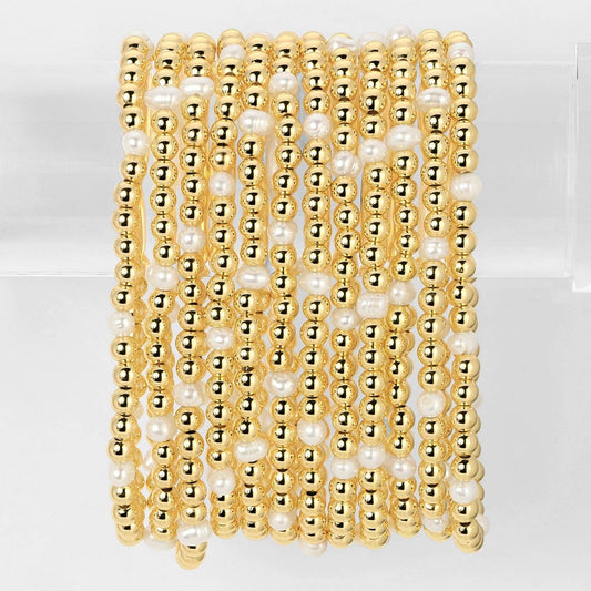 Bead & Pearl Stretch Bracelet 4mm