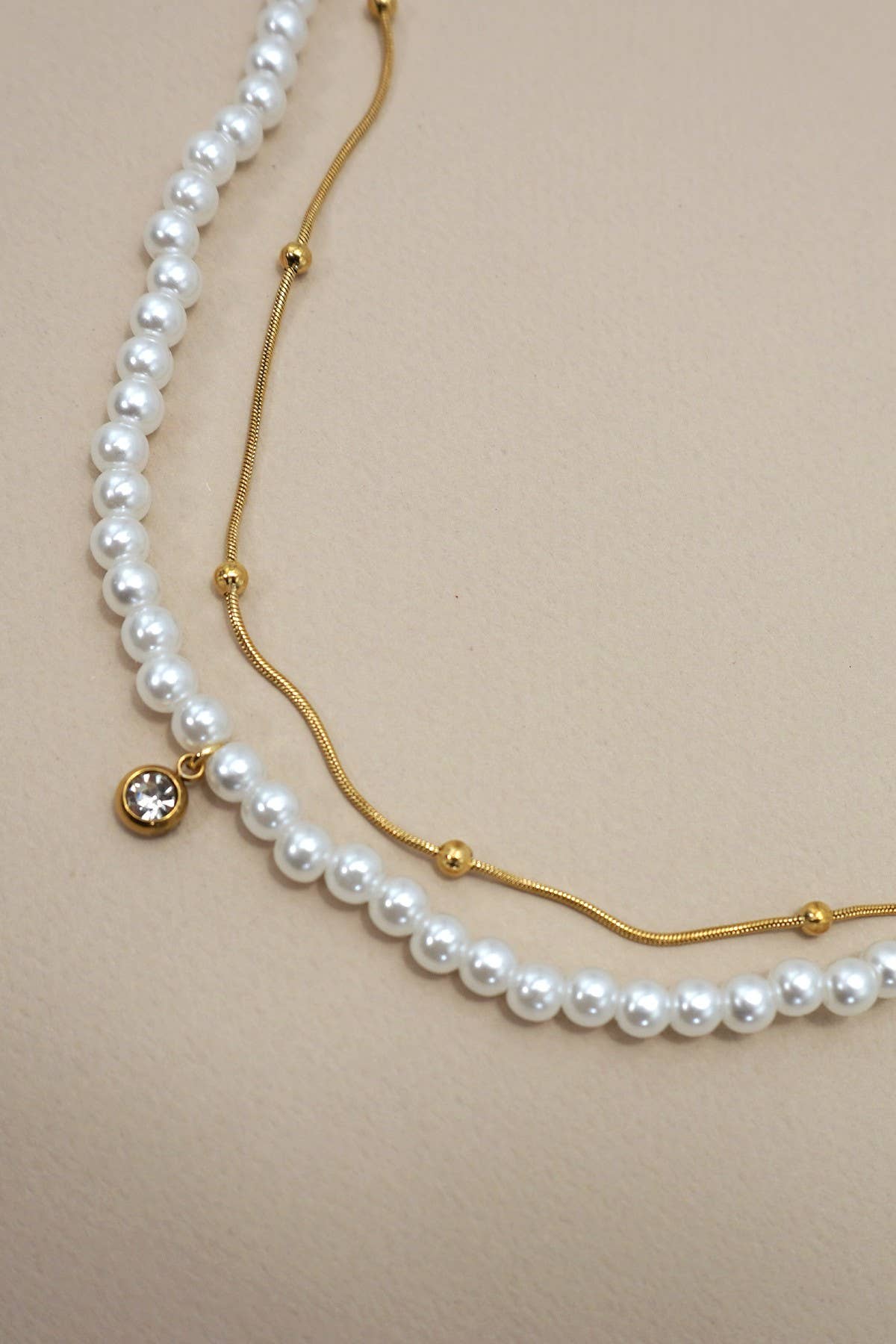 18K Pearl Chain Layer Necklace