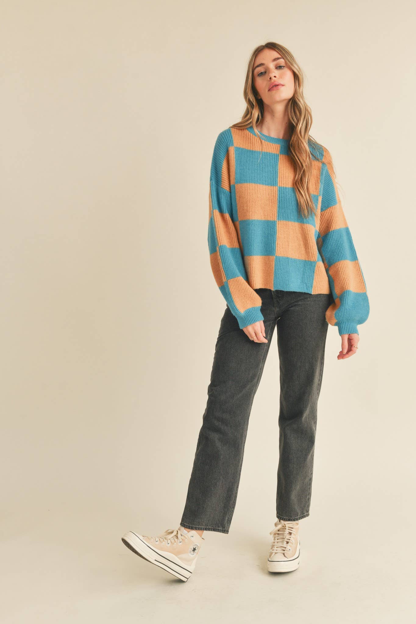 Pink & Yellow Checker Sweater