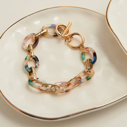 Toggle Bracelet Shayne Acrylic Celluloid Link 6.75"
