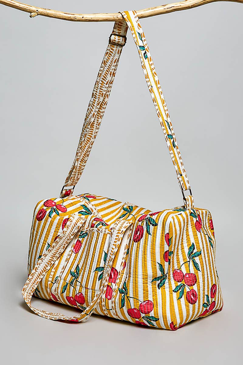 Front Pocket Quilted Adjustable Strap Duffel Bag