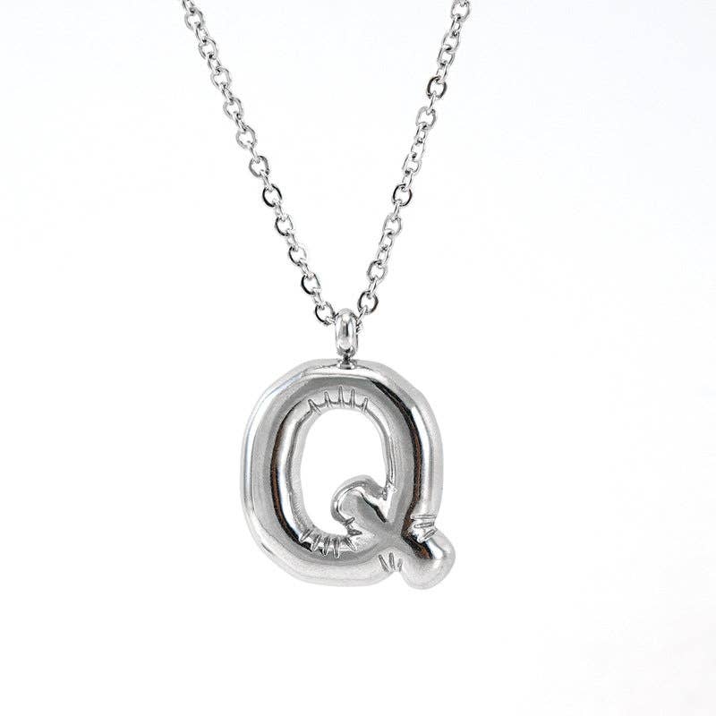 Silver Bubble Initial Necklace