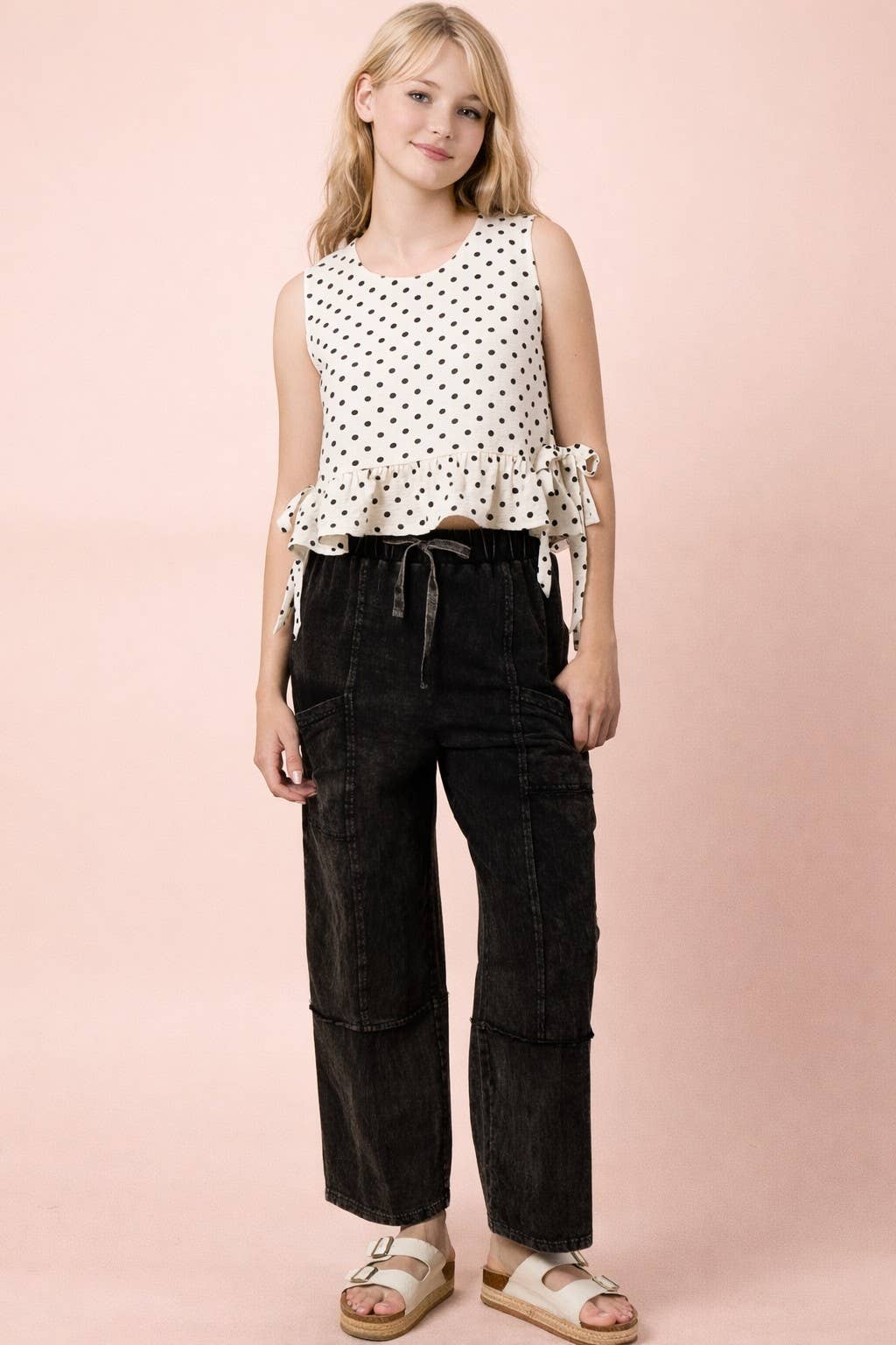 Olivia Side Tie Dot Top