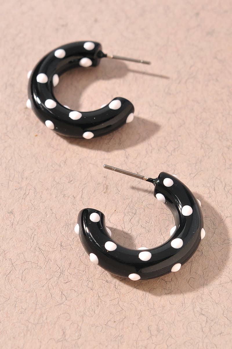 Polka Dot Resin Hoop Earrings
