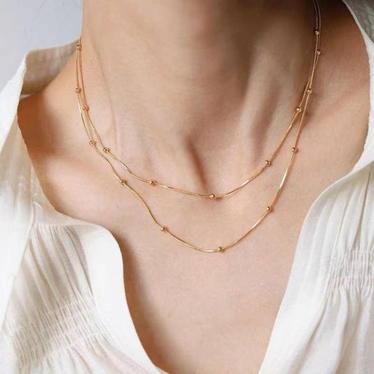 Waterproof Dot Double Chain Necklace