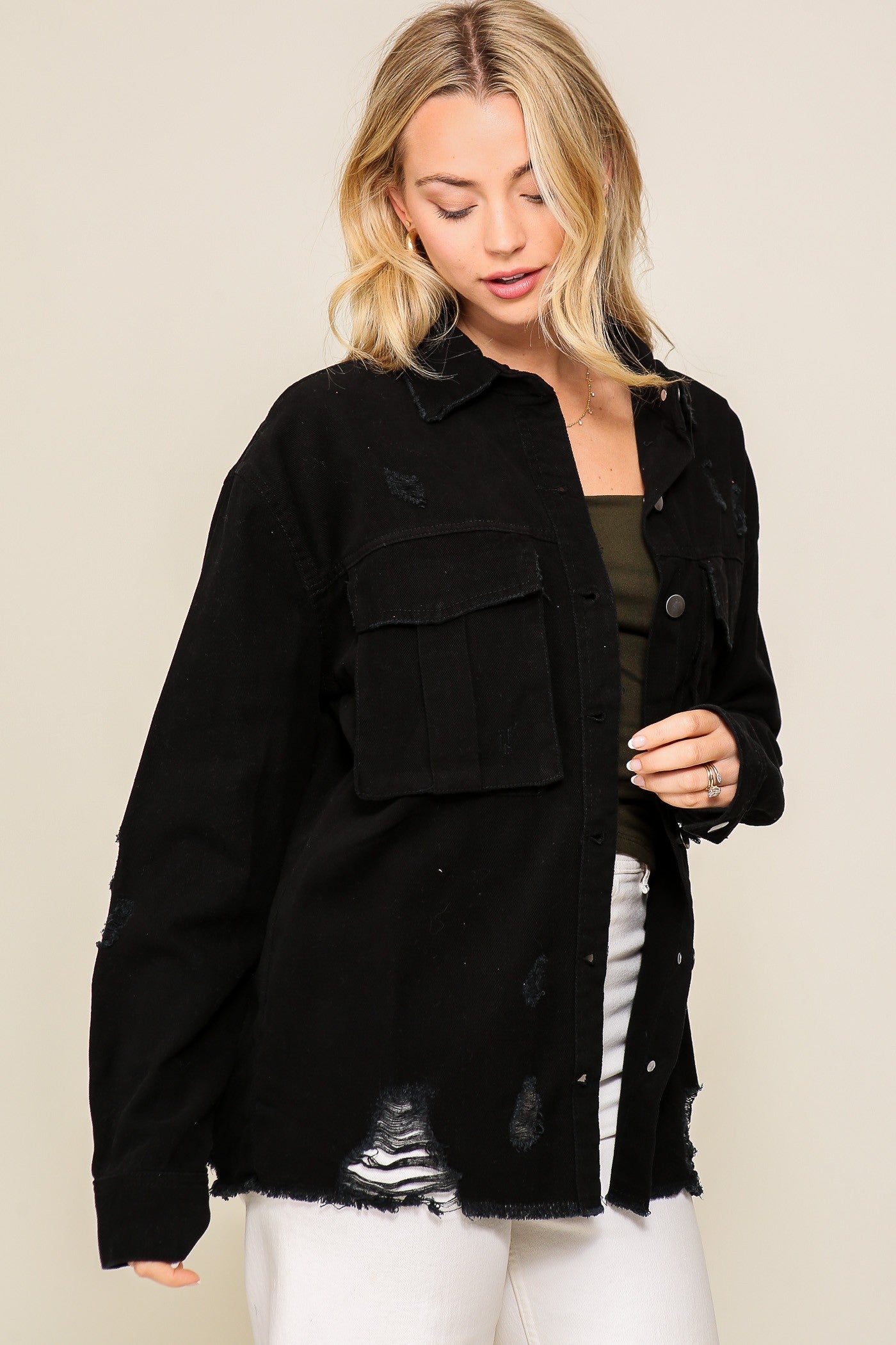 Distressed Oversized Denim Jacket