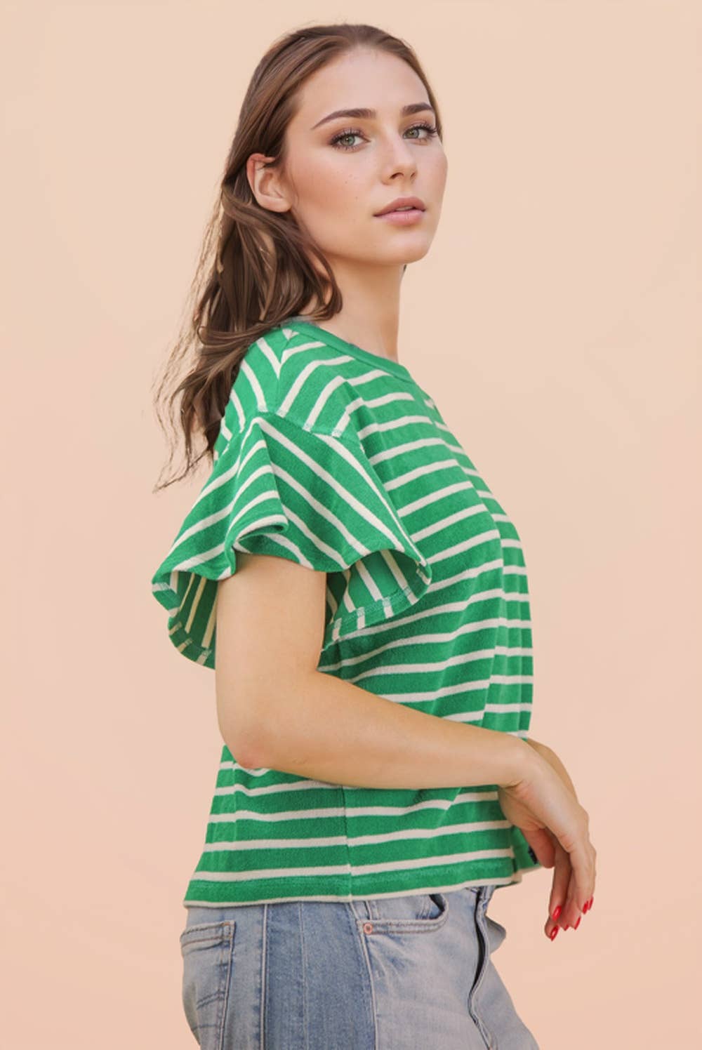 Sophia Ruffle Stripe Knit Top