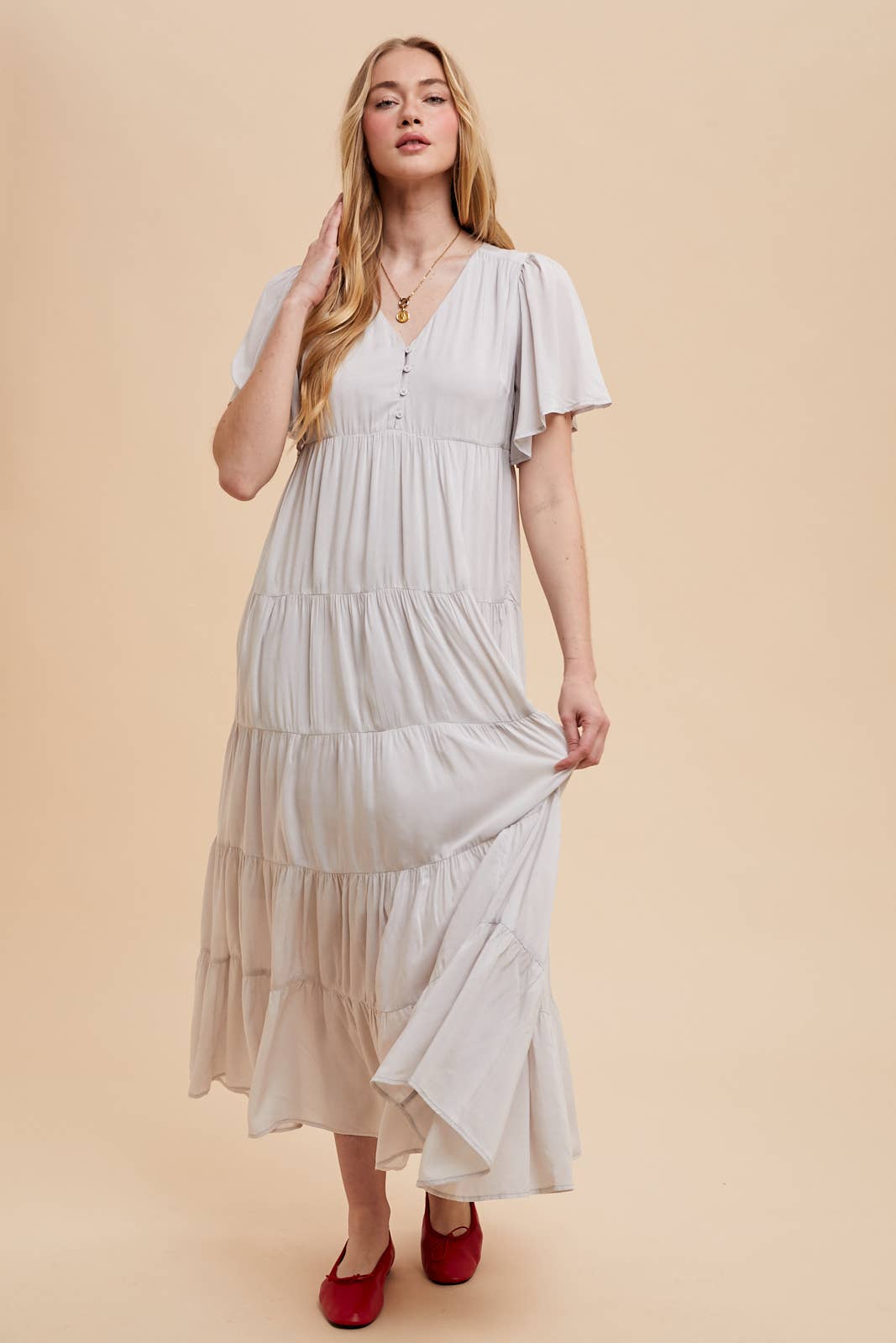 Apricot Flowy Maxi Dress