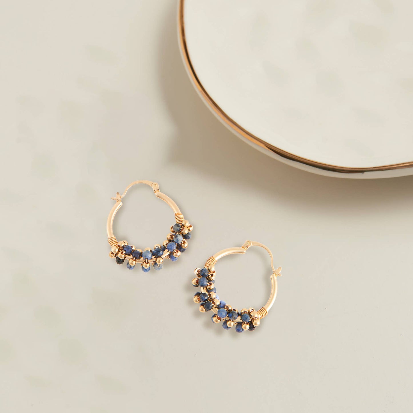 Hoop Earrings Shayne Genuine Stone Beaded Hoops