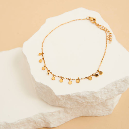 Waterproof Anklet 18K Gold Disc Chain Narelle