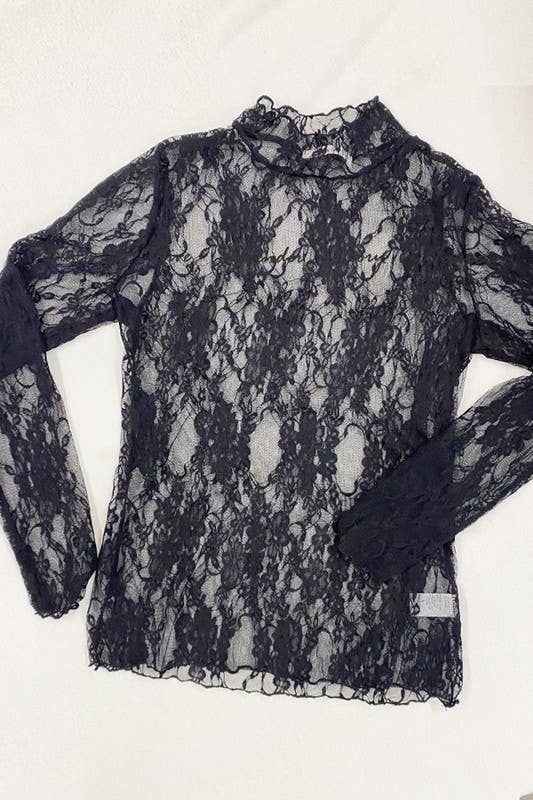 Floral Lace Long Sleeve Mesh Top