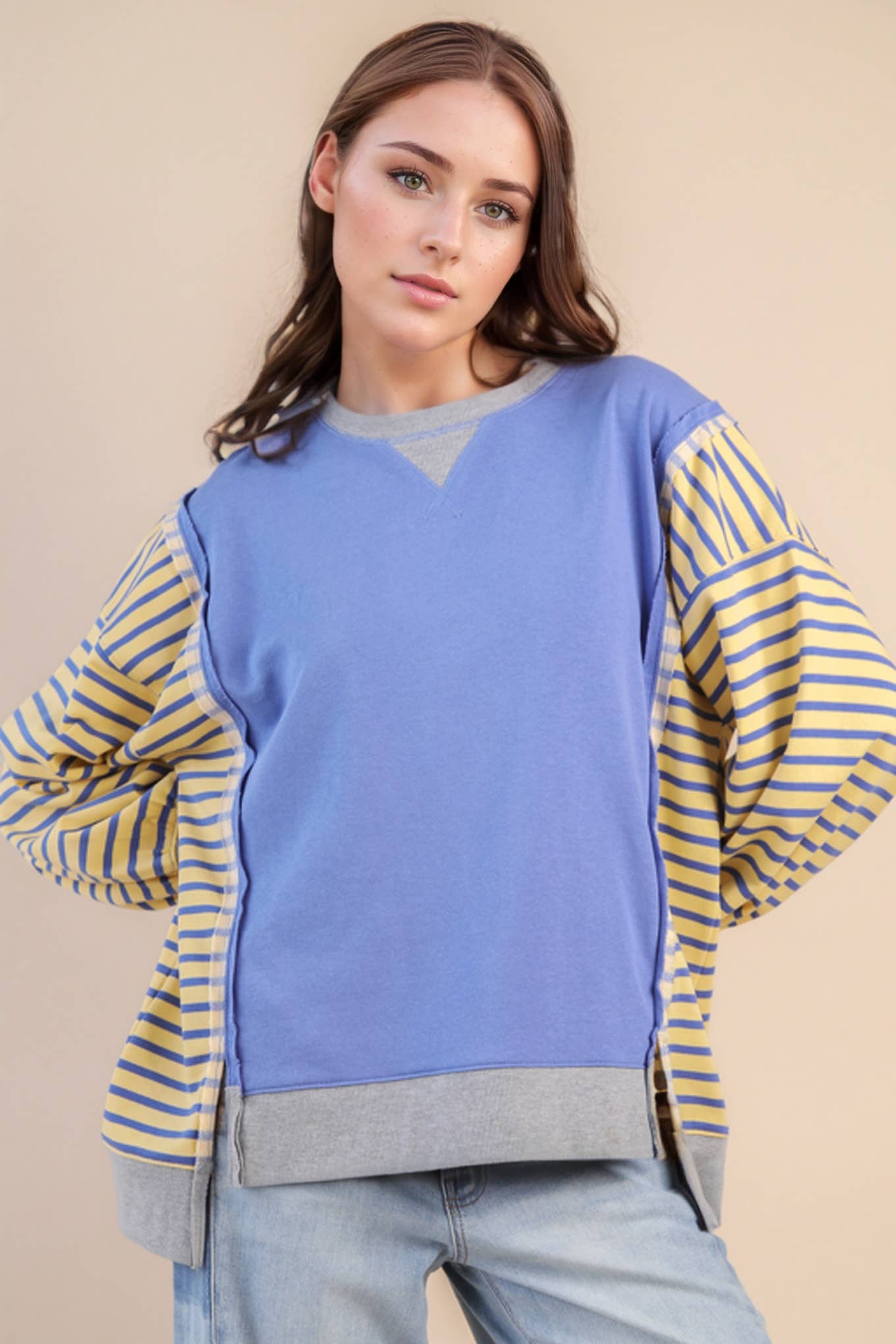 Oversized Striped Casual Knit Top