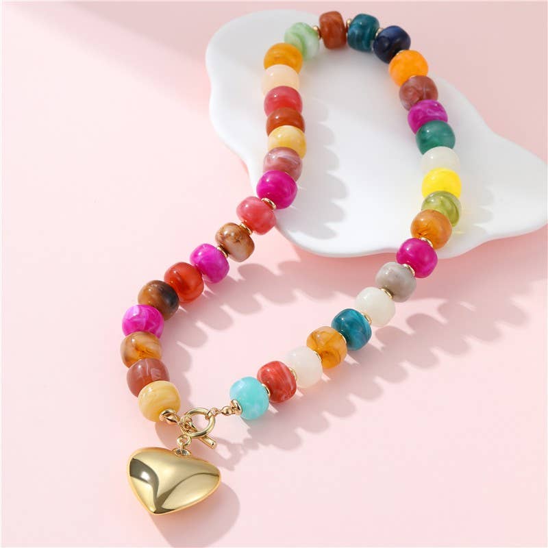 Heart Charm Toggle Necklace