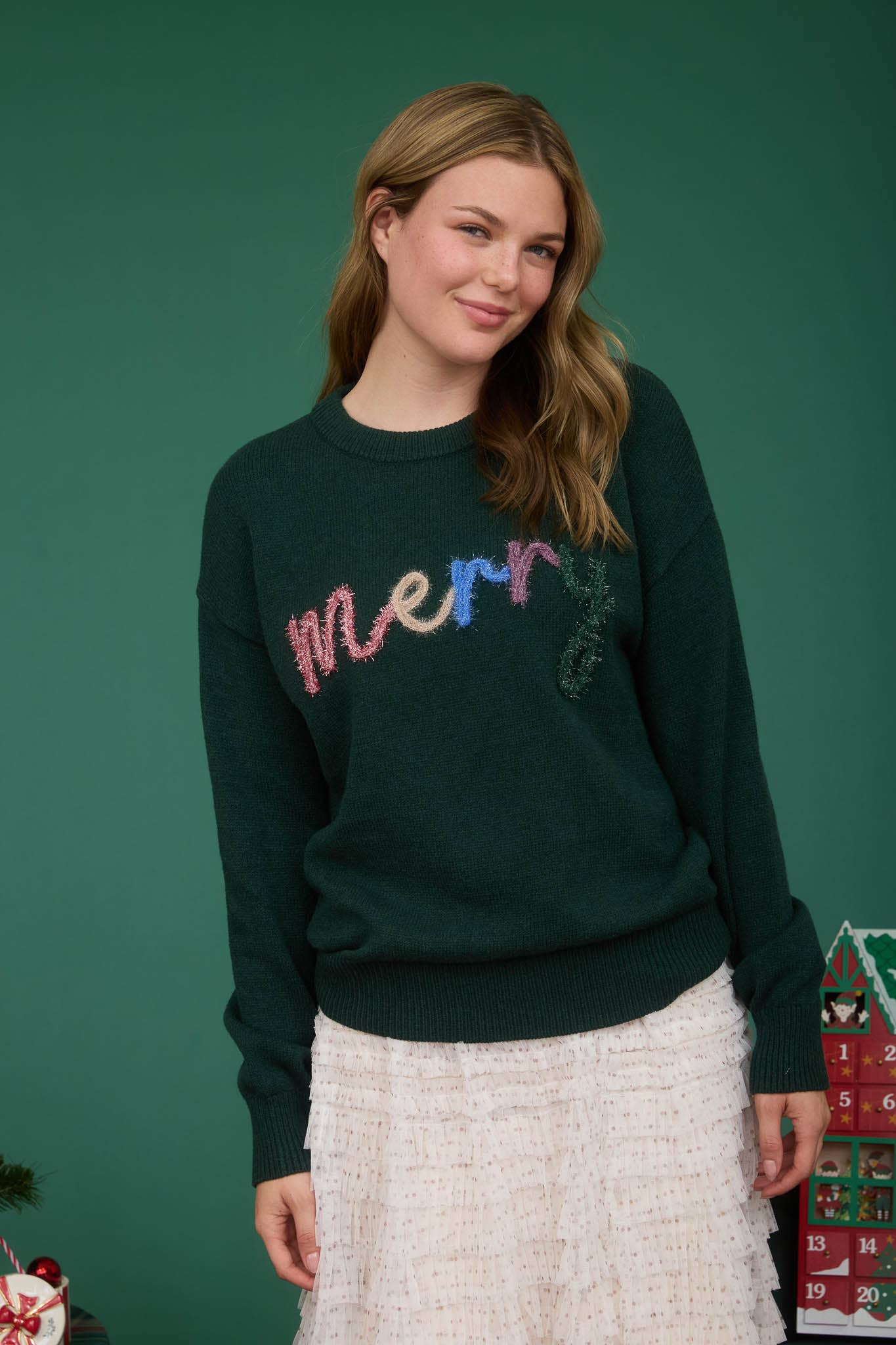 Trimmed In Tinsel Merry Sweater