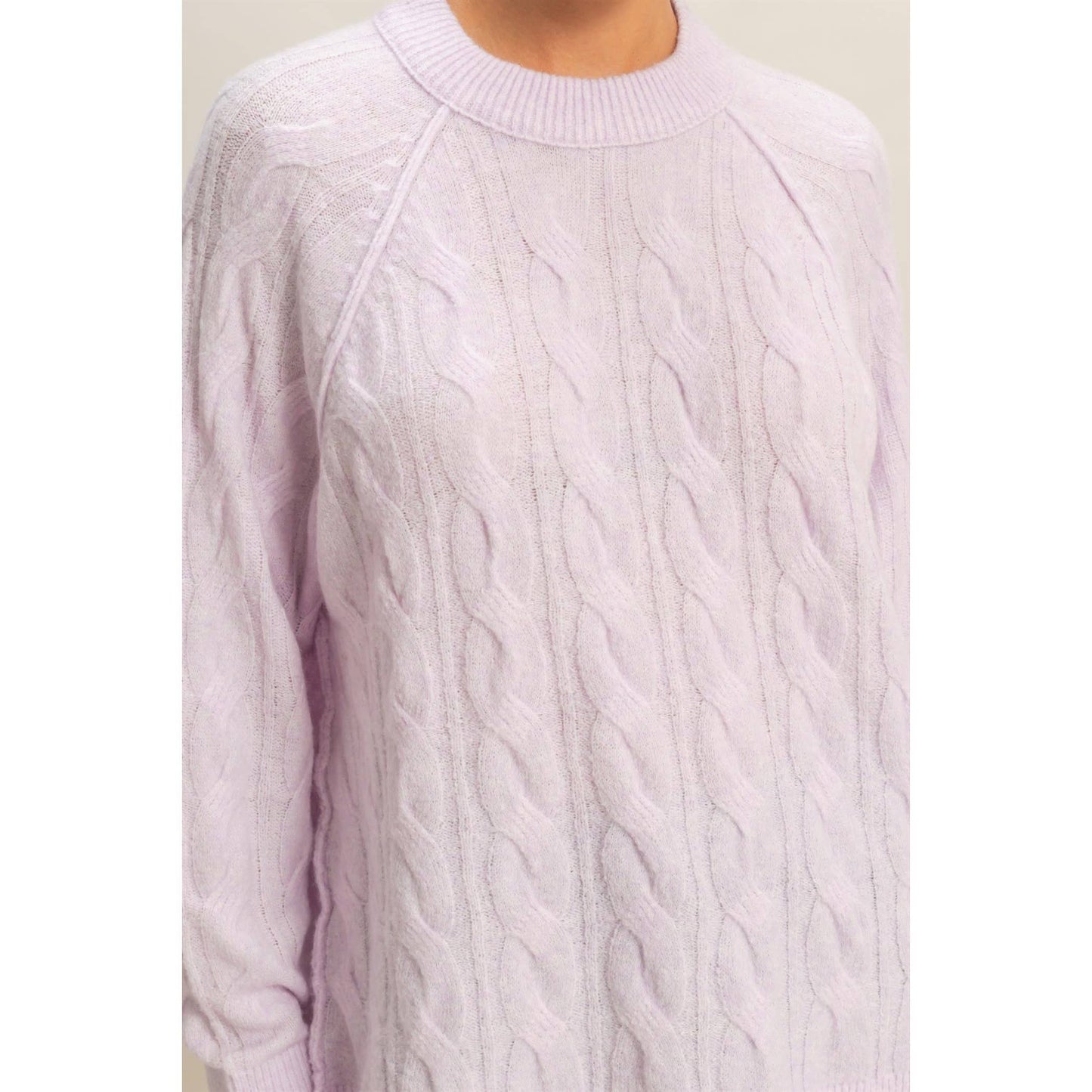 Crew Neck Cable Knit Sweater Pullover