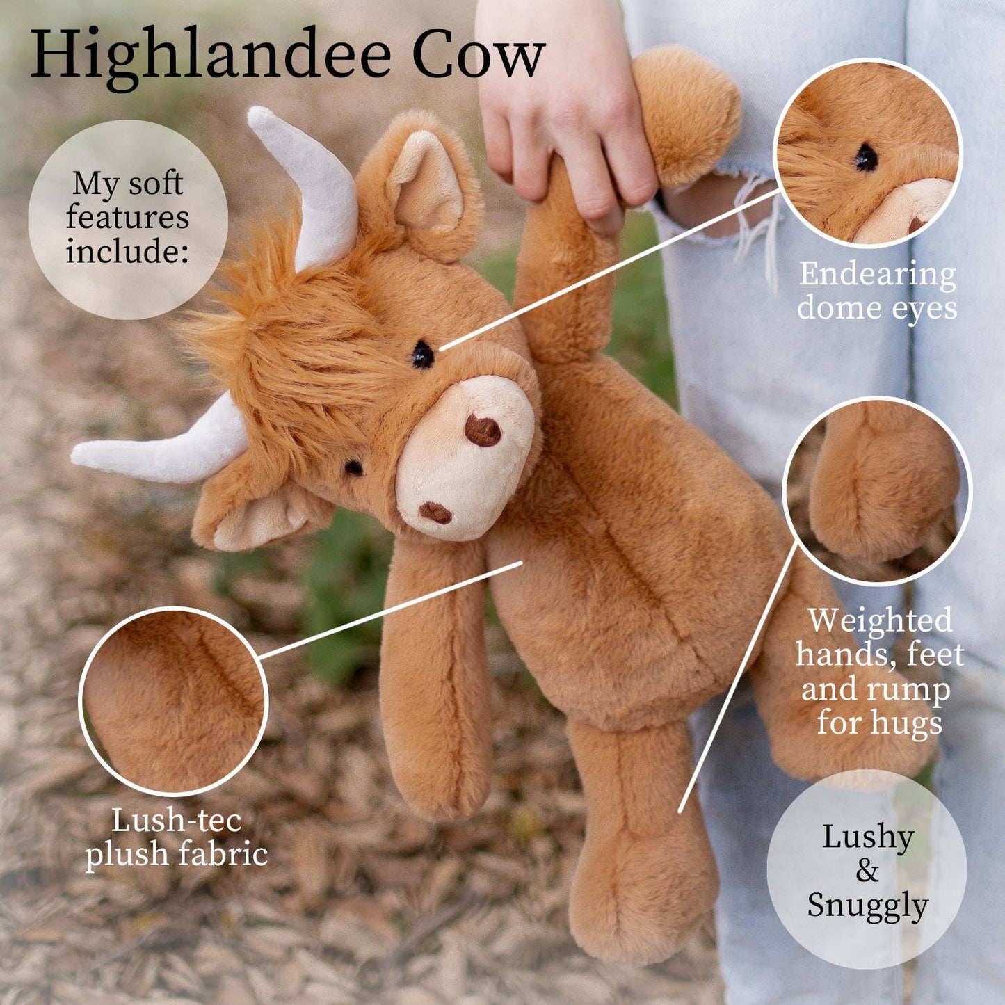 World's Softest Lushee 16 inch - Highlandee Cow Plush Toy