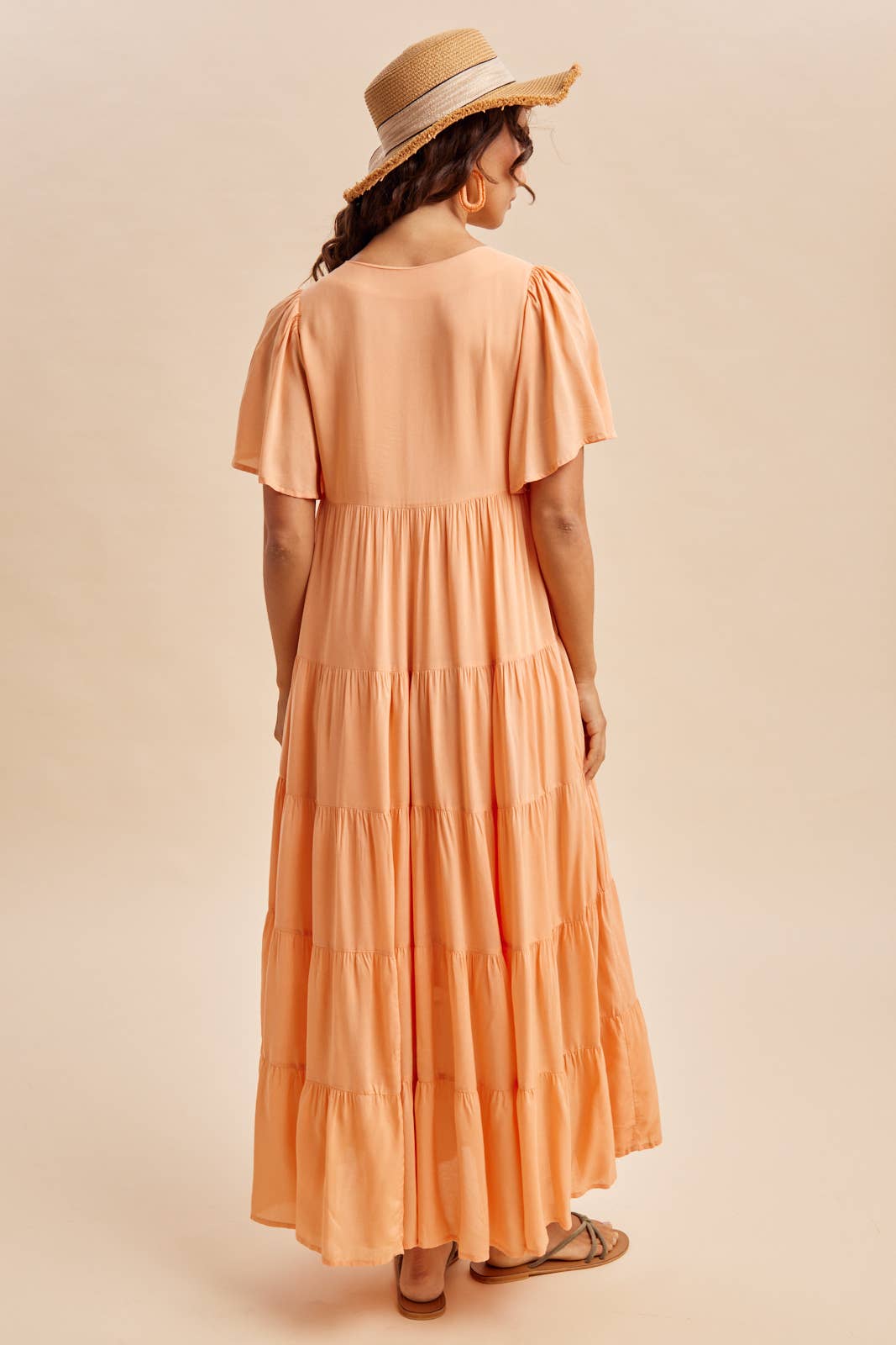 Apricot Flowy Maxi Dress
