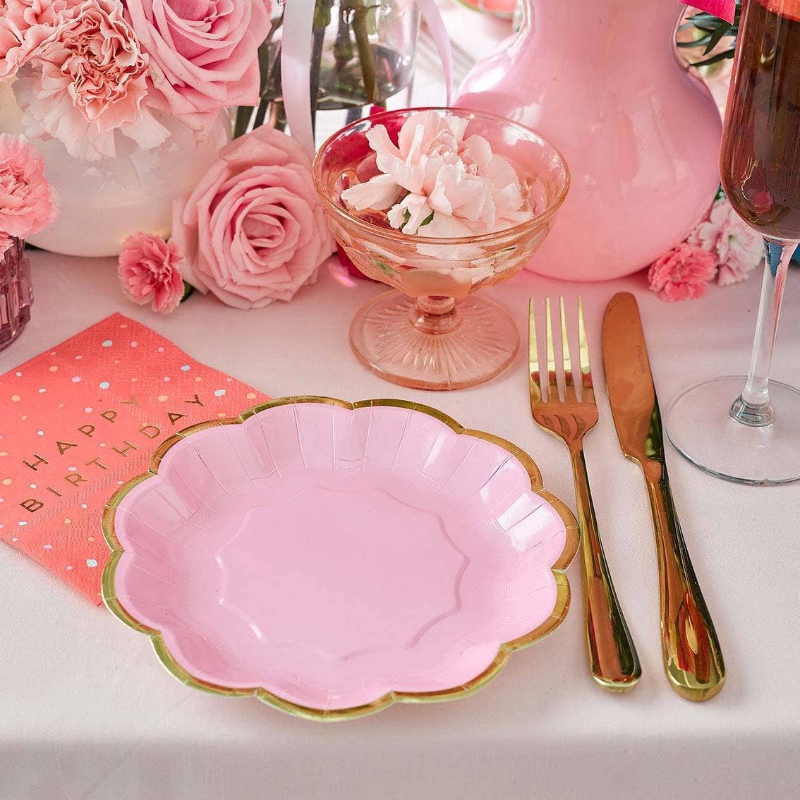 Rose Pink Party Plates - 12 Pack, Barbie Party