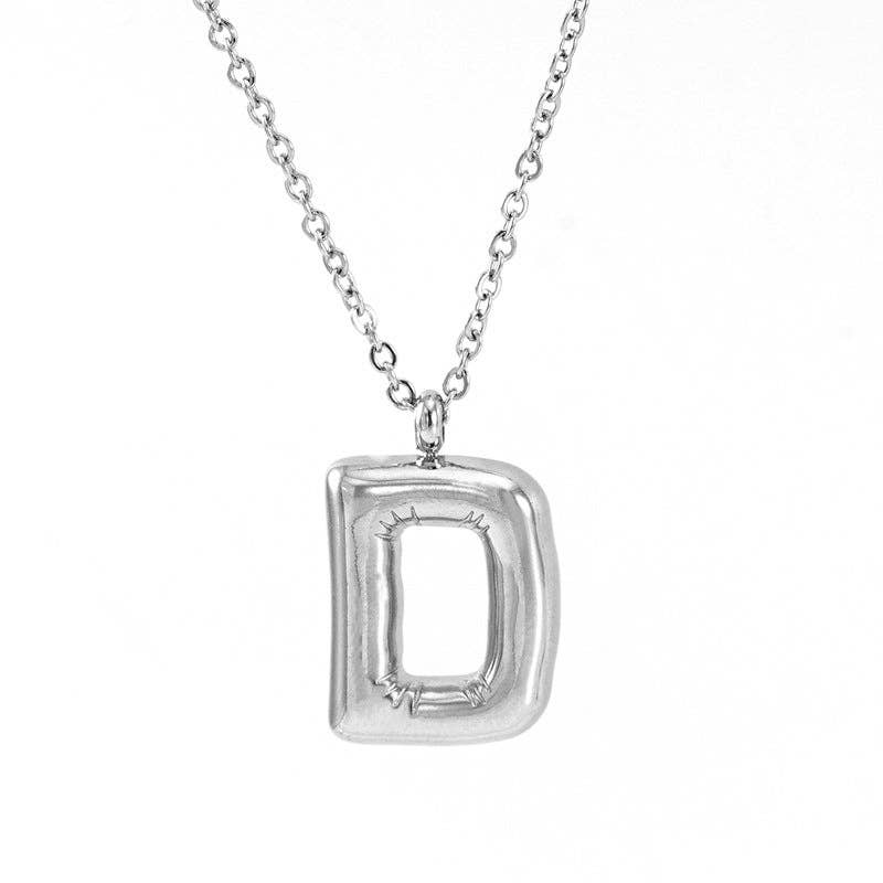 Silver Bubble Initial Necklace