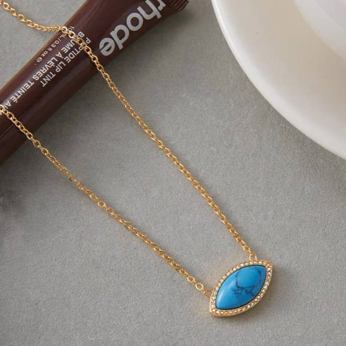 Waterproof Blue Stone Necklace
