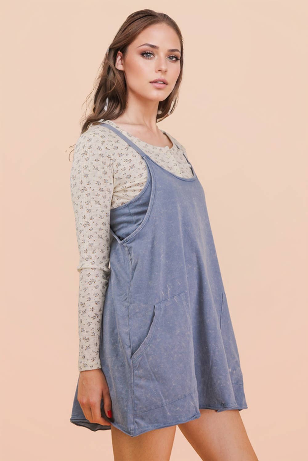 Mineral Washed Dress with Shorts Inside 