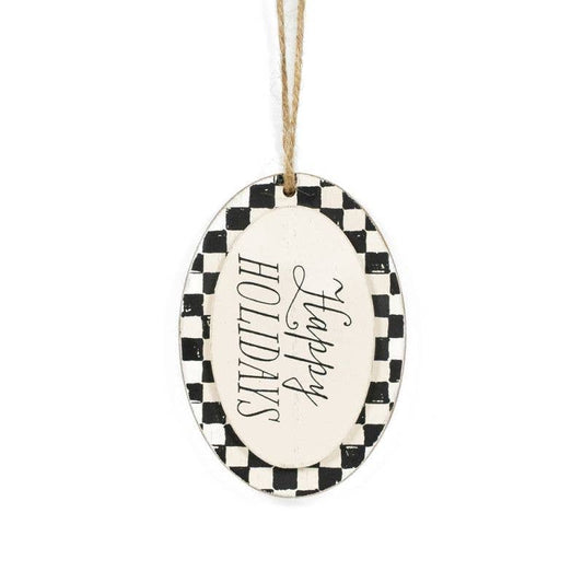 Checkerboard Happy Holidays Ornament