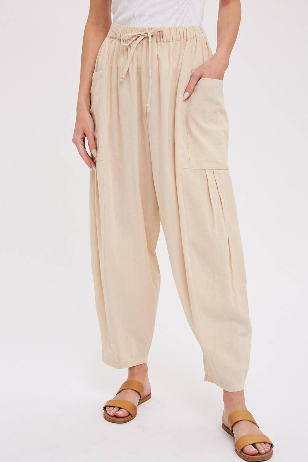 Linen Blend Wide Leg Pants