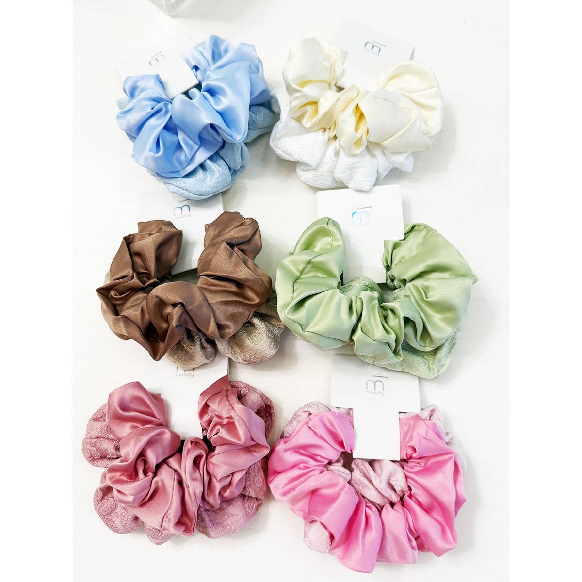 Duo Satin and Textured Scrunchie Set