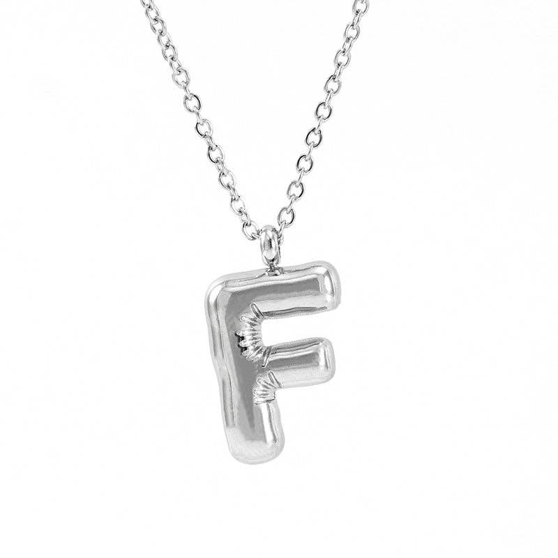 Silver Bubble Initial Necklace