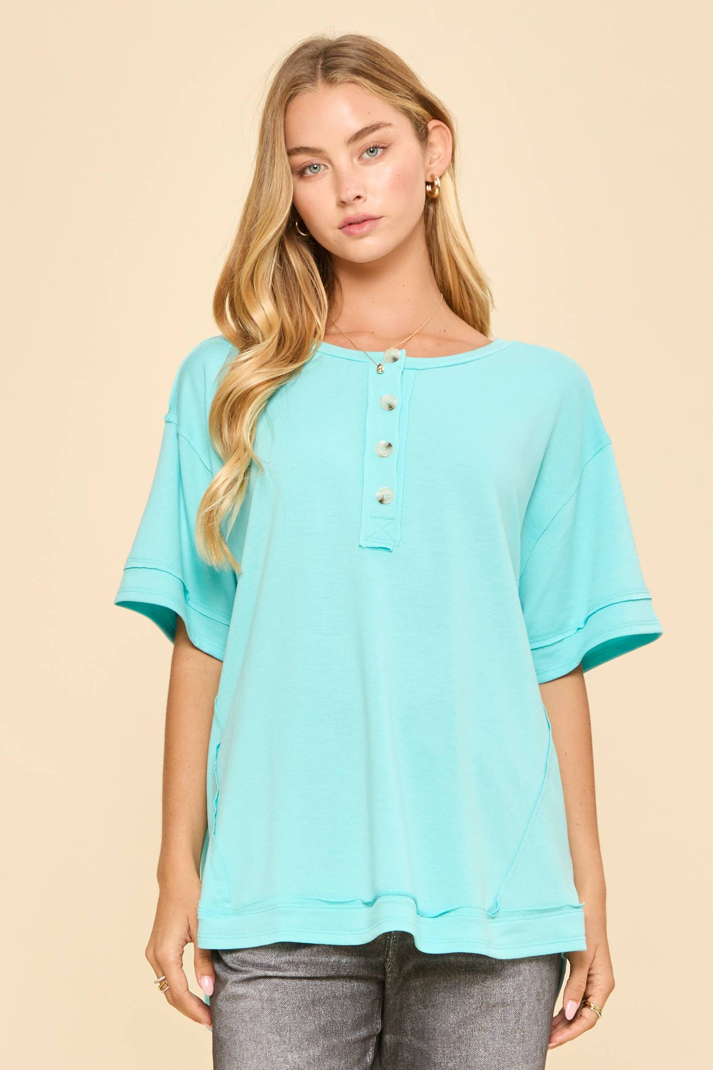 Textured Terry Knit Top