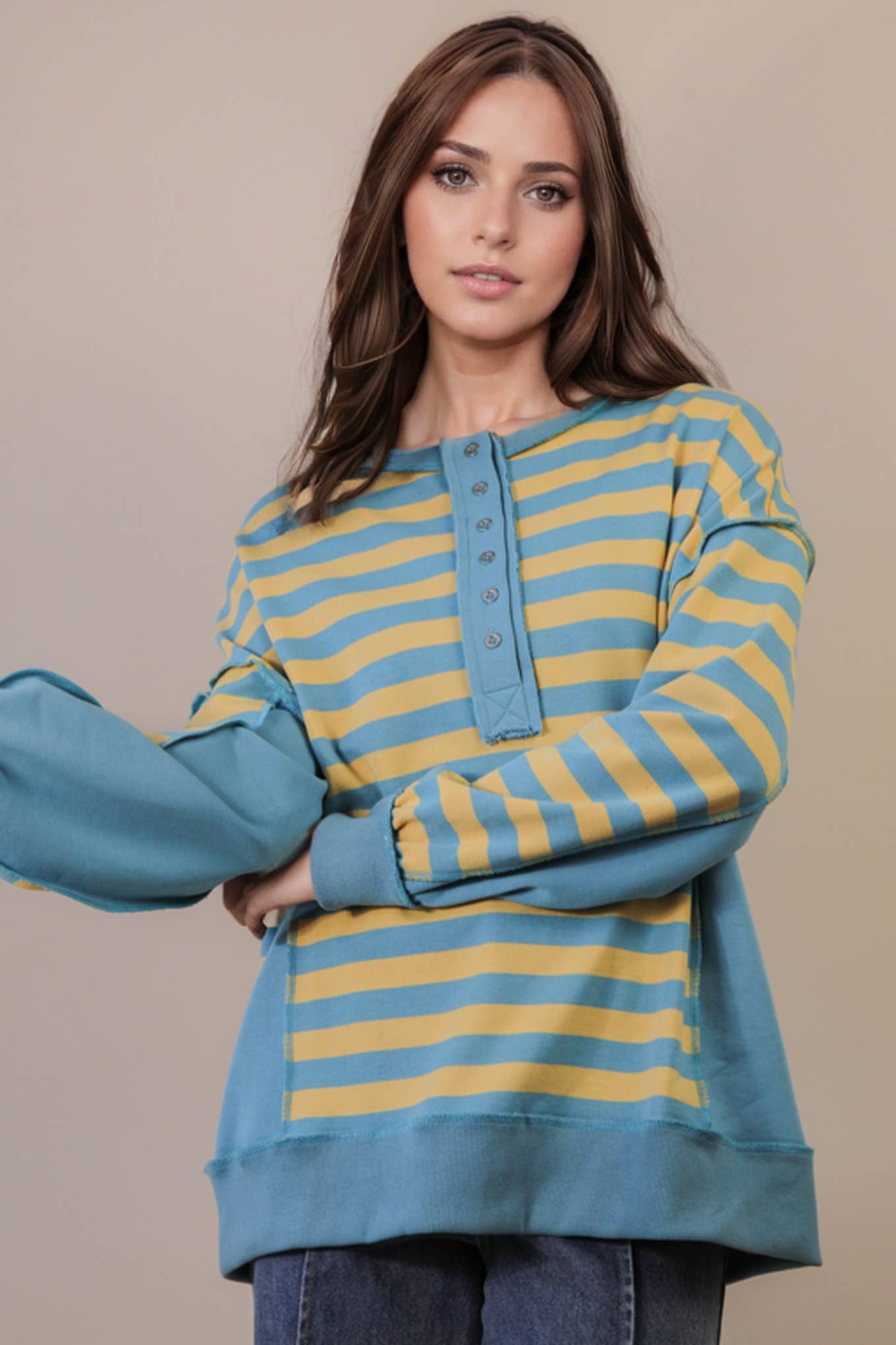 Oversized Striped Rugby Top