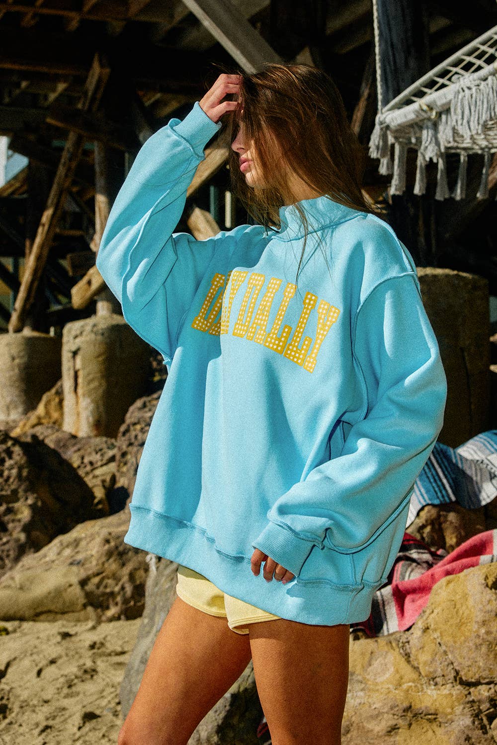 Dilly Dally / Lolly Gag Reversible Mock Neck Sweatshirt